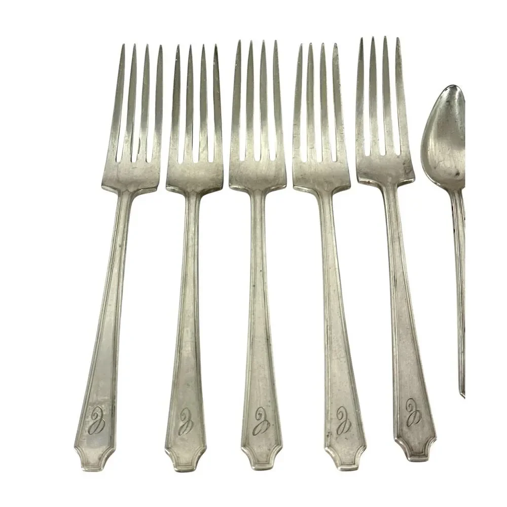 1847 Rogers Bros Silverplate Flatware Lot 32 Pc Monogram C Forks Spoons Knives